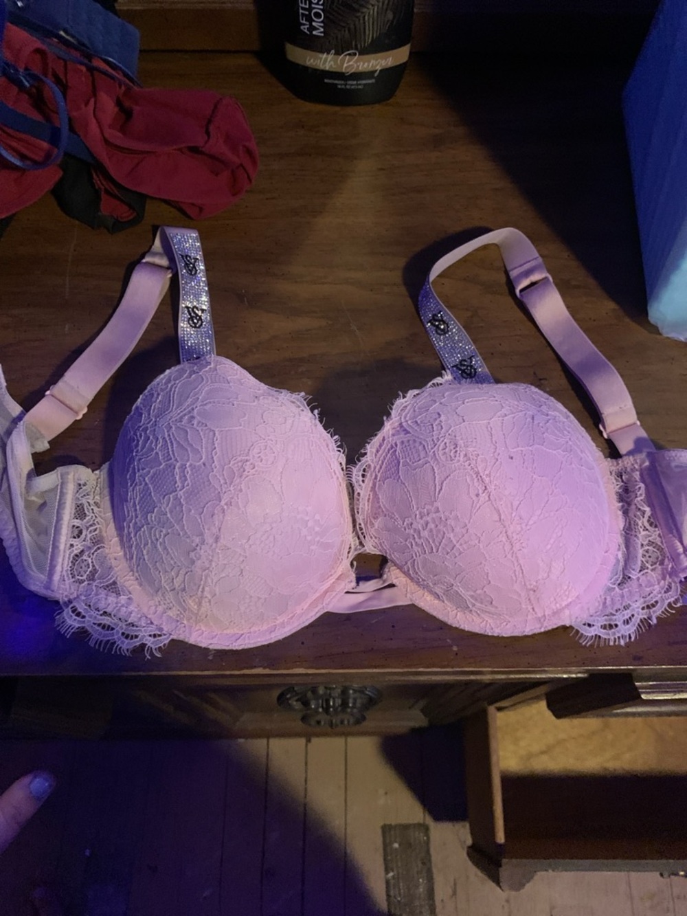 Victoria's Secret Pink Lace Push-Up Bra with Embellished Straps